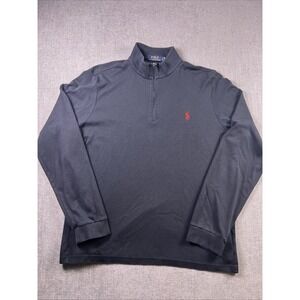 Polo Ralph Lauren 1/4 Zip Pullover Men's L Black Red Pony Preppy Casual Golf